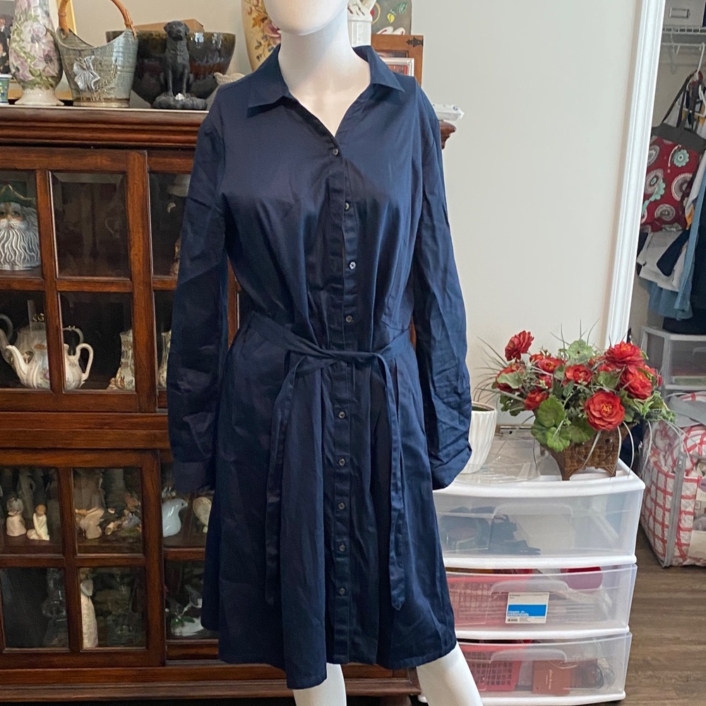 Charter Club Dark Blue Long Sleeve Dress